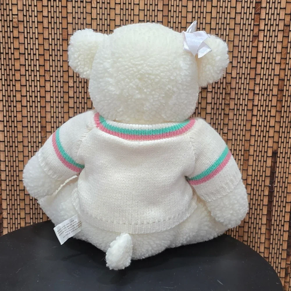 Vintage Popcorn Sherpa Teddy Bear Goose Sweater 1988 Summit Collection White 10